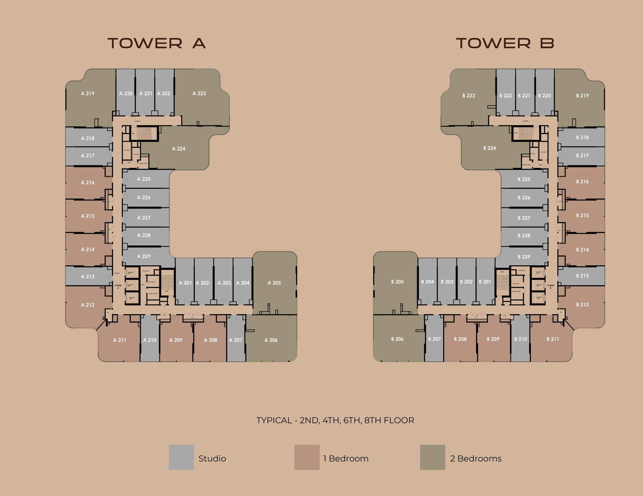 HOLM Development — Typical floor plan, Towers A & B